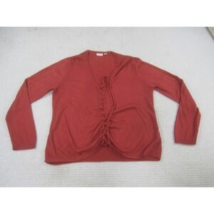 Cato Sweater Womens‎ XL Red Lace Up Open Front Cardigan Long Sleeve Knit Crochet